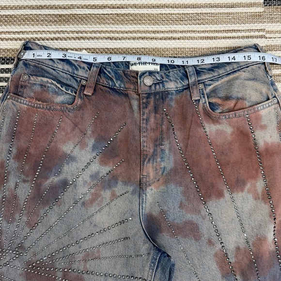 Free People We the Free Aurora Mid Rise Embellished Flare Jeans Size 30 - Picture 10 of 16
